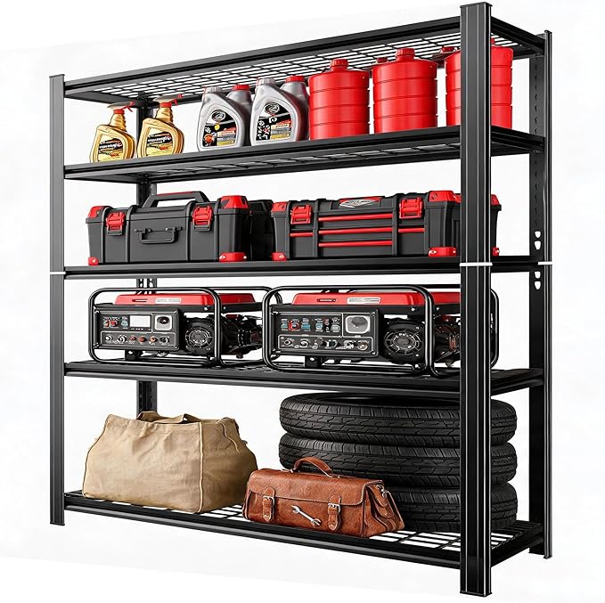 72''H Metal Wire Shelving Rack Heavy Duty, 5 Tier Adjustable wire storage shelf, 35''W Industrial Unit, 3300 Lbs Capacity Storage Shelves for Garage Kitchen Pantry Basement Bathroom Laundry Closet