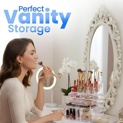 Masirs Clear Cosmetic Storage Organizer, Classy Design, Versatile, Simplifies Your Life