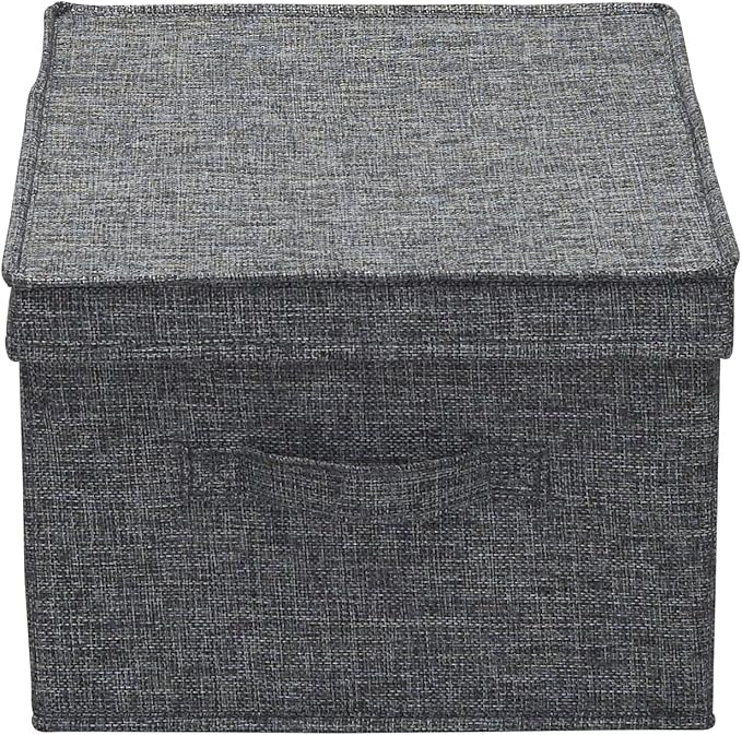 Household Essentials Large Fabric Storage Bins with Lids, Graphite, Set of 2
