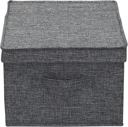 Household Essentials Large Fabric Storage Bins with Lids, Graphite, Set of 2