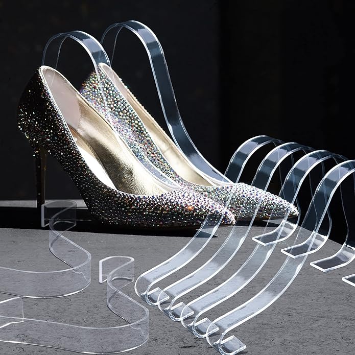TXIN 10 Pcs/5 Pairs Acrylic Clear Sandal Shoes Display Stand Inserts Holders Shoe Display Rack Shoe Support For Women's Shoes