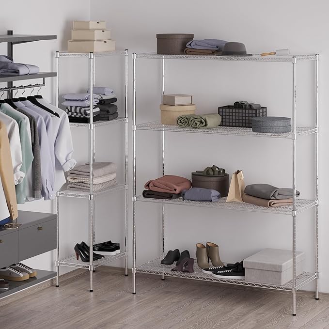21" Deep x 54" Wide x 74" Height Wire Shelving Kit | 4-Tier | NSF Commercial Storage Rack Unit