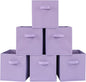 Stero Fabric Storage Bins 6 Pack Fun Colored Durable Storage Cubes with Fabric Handles Foldable Cube Baskets for Home, Kids Room, Closet and Toys Organization Purple
