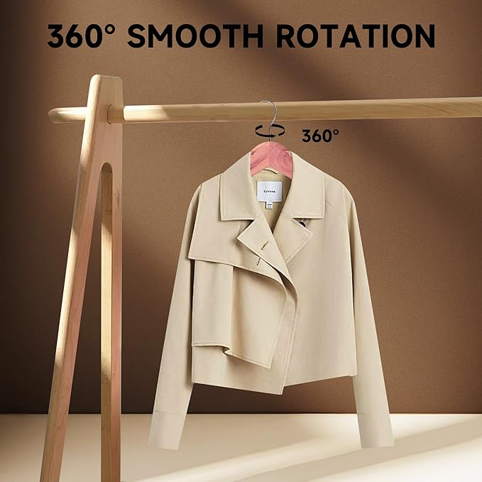 Premium Wooden Top Hangers, Heavy Duty Solid Wood Suit Hangers with 360° Swivel Hook & Anti-Slip Notches, Durable Clothes Hangers for Jackets, Coats, Shirts & Dresses(Cedar Wood/96-Pack)