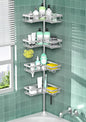 DAOYA Shower Caddy Tension Pole - Corner Shower Shelves with Soap Holder Bathroom Shower Organizer for Tub (Stainless Steel, Silver, Floor to Ceiling 25-114.2 inch)