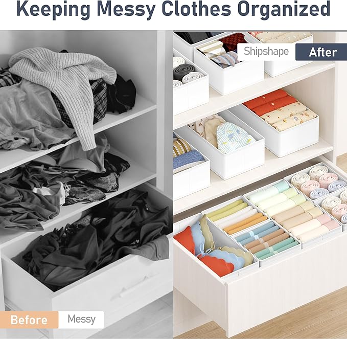 DIMJ Drawer Organizer Clothes Storage - 18 Pack Baby Dresser Organizer for Nursery, Foldable Drawer Dividers for Bedroom Closet Organization, Fabric Storage Bins for Socks, Underwears, Bras