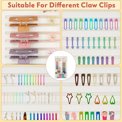 Women Hanging Hair Clip Organizer Display Hair Bows Stand Hanger Claw Clip Storage (Beige)