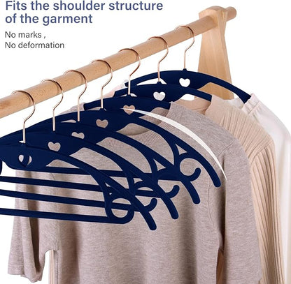 Velvet Hangers 50 Pack: Felt Clothes Hangers Heavy Duty Shirt Sweater Hangers No Shoulder Bump Non Slip Slim Thin Coat Hangers for Closet - Blue