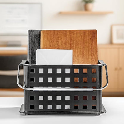iDesign Plastic Shower Caddy Basket with Handle for Bathroom or College Dorm - Black - Made in USA