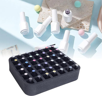 Nail Polish Organizer Holder Foam Pad with Slots for Storage 42 Bottles (15ml/0.5fl.oz) Nail Polish or Essential Oil Tray for Drawers Black