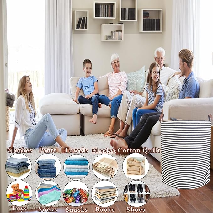 Waterproof Laundry Hamper Collapsible Laundry Basket Leather Handle Laundry Bag Large Clothes Storage Toy Organization for Bathroom Bedroom Laundryroom College Dorms (Pop-Up Laundry Hampers-006)