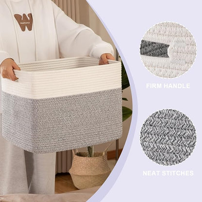 OIAHOMY Storage baskets for Shelf, Toy Storage Basket, Collapsible Storage Bins, Blanket Basket Living Room, Closet Storage for Bedroom, 16.5 x 13 x 12 Inches-Pack of 2-Grey