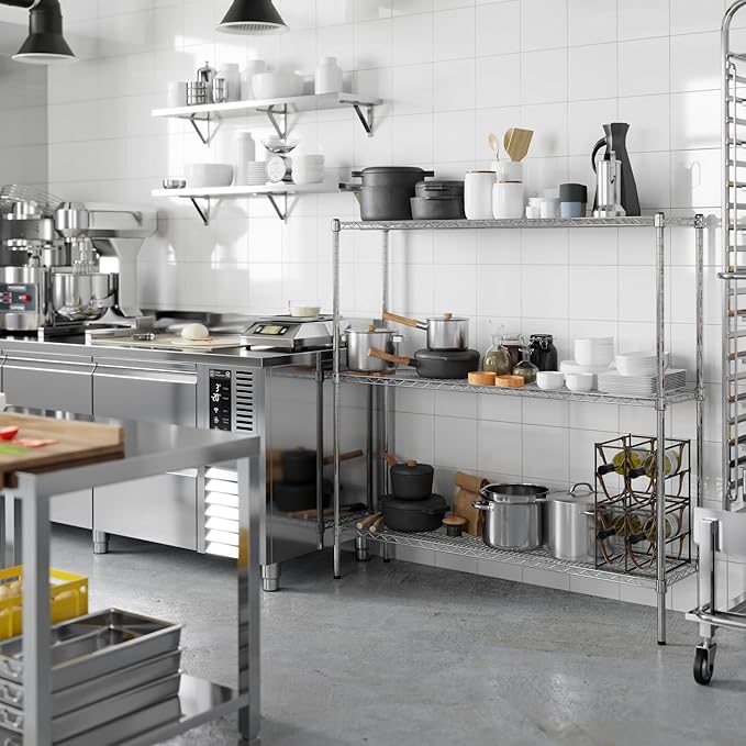 14" Deep x 54" Wide x 54" Height Wire Shelving Kit | 3-Tier | NSF Commercial Storage Rack Unit