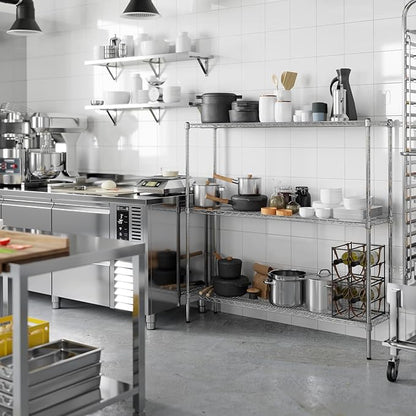 14" Deep x 54" Wide x 54" Height Wire Shelving Kit | 3-Tier | NSF Commercial Storage Rack Unit