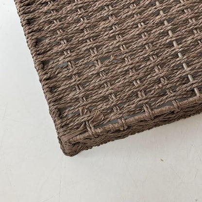 Small Woven Paper Rope Baskets for Storage(4PCS), Basket Tray for Drawer,Shelves,Closet Organizing & Decor (Dark Brown)