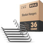 Blanket Hangers Set of 36 Heavy Duty Stainless Steel Hanger with Black Vinyl Nonslip Coating - Great for Closet Storage of Quilts, Comforters, Bedding, Table Cloths, Towels, Rugs and Sleeping Bags