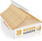 HOUSE DAY Slim Wooden Hangers 30 Pack, Solid Wood Hanger with Non Slip Shoulder Notches & Pant Bar, Smooth Finish Wood Clothes Hangers for Shirts, Suits, Jackets, Natural