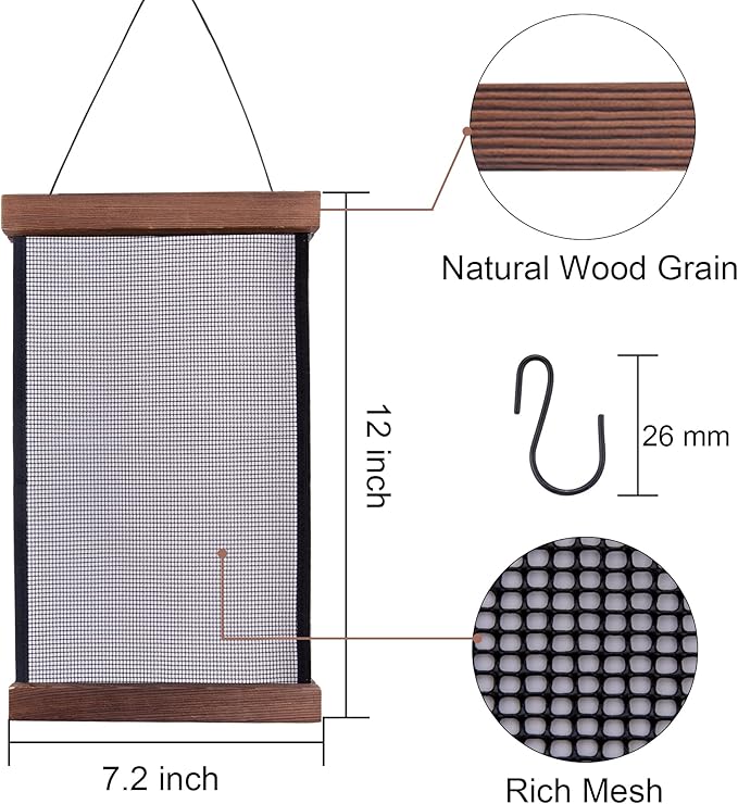 FEQO Mesh Earring Organizer Hanging Earrings Holder Wall Mounted Earring Hanging Jewelry Holder Organizer with 20 Pieces S Shape Black Hooks (12 x 7.2 inch)