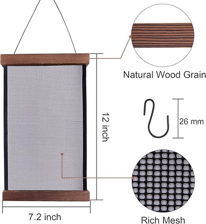 FEQO Mesh Earring Organizer Hanging Earrings Holder Wall Mounted Earring Hanging Jewelry Holder Organizer with 20 Pieces S Shape Black Hooks (12 x 7.2 inch)