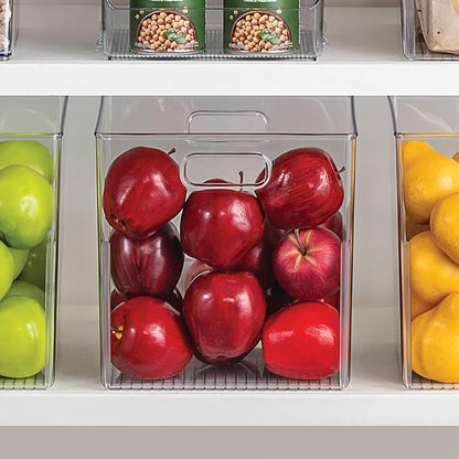 iDesign Storage Bins with Handles - Organize Kitchen, Bathroom, or Home Office - Set of 4 - Clear