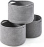 ICERZCZ Small Storage Baskets for Organizing, Organizer Baskets for Shelves, Small Woven Basket for Storage, Cute Basket for Gifts Empty, Soft Cotton Rope Baskets, 9.7"×9.7"×7" (3 Packs) Grey