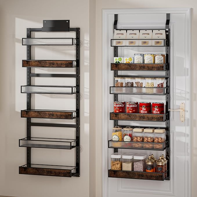 Over The Door Organizer Multi Pocket,5 Tier Large Hanging Shelf for Storage Kids Toys, Diapers, Clothes,Yarn,Heavy Duty Behind Door Storage for Bedroom Bathoom Nursery Closet Pantry,Black
