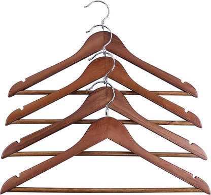 Proman Products KSA9029 15" Kascade Wooden Hangers 50 Pack for Women and Kids Clothing, Unique Ring Design, Space Saving Pants Clothes Hanger with Pants Bar and Shoulder Notches, Walnut