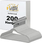 Quality Hangers 200 Pack Slim Plastic Hangers for Clothes - 16.5" Won't Crease Your Clothes, Heavy Duty Non-Velvet Gray Hangers, 360° Swivel Chrome Hook Dresses Coats Shirts