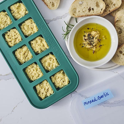 Souper Cubes 2 Tbsp. Silicone Freezer Molds - Perfect for Storing Garlic, Herbs, Ginger, Pesto, Tomato Paste, Lemon Juice, Purees and More - Kale – 1-Pack
