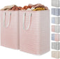 Lifewit 2 Pack Laundry Basket 80L Each, Collapsible Clothes Hamper with Reinforced Handles, Freestanding Waterproof Design for Bedroom and Laundry Room, Pink 160L Total