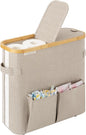 StorageWorks Toilet Paper Storage Baskets with Dual Flip Lids, Toilet Paper Organizer for Bathroom, Toilet Paper Container with Side Pocket, Holds 9 Mega or 12 Regular Rolls, Medium, Light Khaki