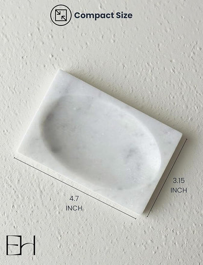 Marble Soap Dish for Shower - Stone Soap Tray Holder, Natural Soap Bar Holder Countertop Caddy, Marble Bathroom Accessories (Calacatta White Matte)