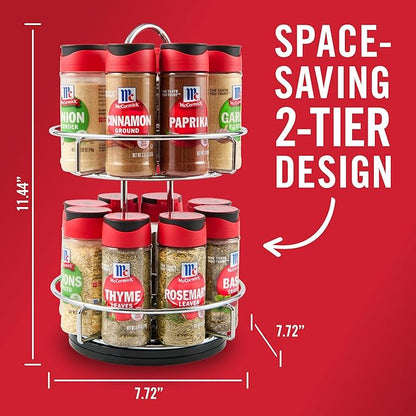 McCormick Spice Rack, Two Tier Chrome, Featuring 16 Herbs & Spices for Everyday Cooking, Great Gift for Housewarming, Wedding & Bridal Shower, 26.09 oz