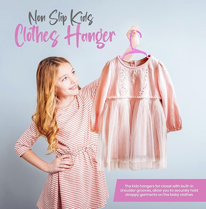Utopia Home 20 Pack Kids Hangers - 11.5 Inch Plastic Baby Hangers for Closet - Children Hanger for Clothes - Infant Hanger for Closet - Everyday Standard Use (Baby Pink)
