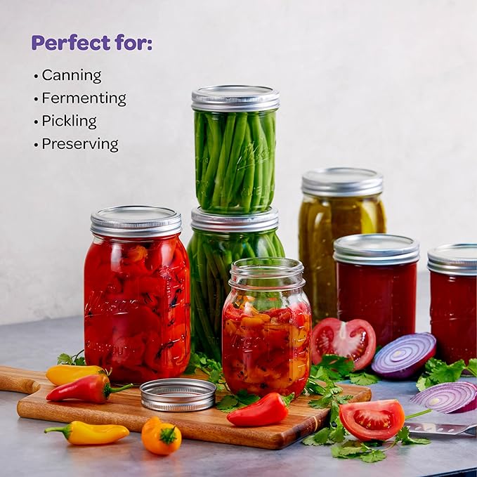 Wide Mouth Mason Jars 64 oz [3 Pack] With Mason Jar Lids and Bands, Mason Jars 64 oz - For Canning, Fermenting, Pickling - Jar Decor - Microwave/Freeze/Dishwasher Safe.