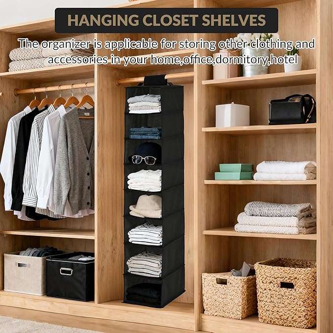 Garvee 3-Tier Hanging Shoe Organizer for Closet, Gray 8-Shelf Storage Holder with 2 Hooks, No Tools Needed Installation, Space-Saving Shelf for Shoes, Purses, Scarves, Accessories (3 Pack)