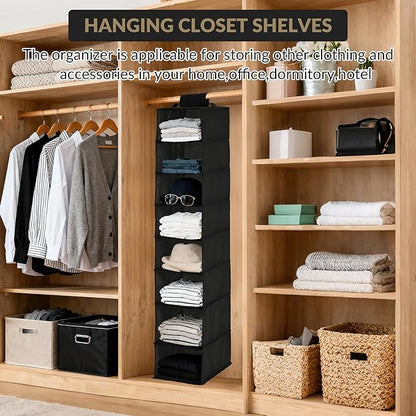 Garvee 3-Tier Hanging Shoe Organizer for Closet, Gray 8-Shelf Storage Holder with 2 Hooks, No Tools Needed Installation, Space-Saving Shelf for Shoes, Purses, Scarves, Accessories (3 Pack)