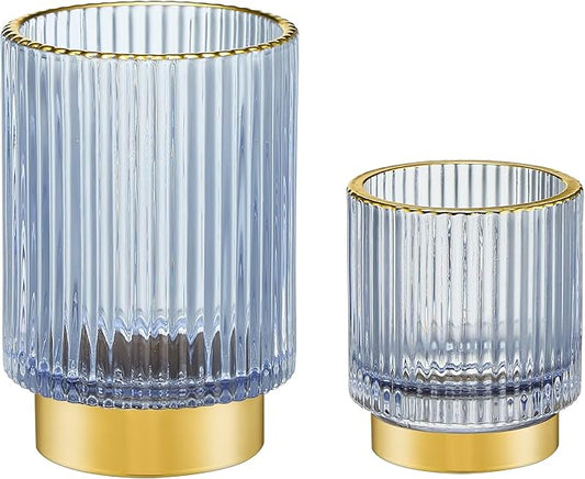 Makeup Brush Holder Organizer,Toothbrush Holders,Desk Pen Pencil Holder,Multifunctional Vintage Glass Brush Cup(A3-20-US)