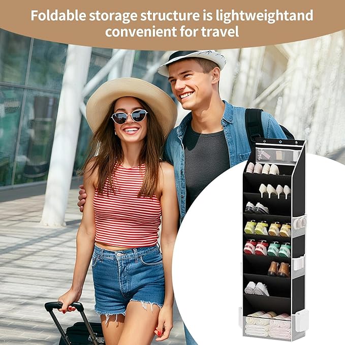 Hanging Storage Bag – Over The Door Shoe Organizer, Large Pocket | Foldable Multi Compartment Closet Holder, Space Saving Container for 16 24 Pairs Shoes Bags Accessories Entryway