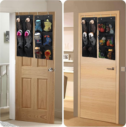 GOMAJI Over the Door/Wall Shoe Organizer, 2 Pack, Narrow, Hanging Shoe Rack for Closet, Bathroom, RV, Pantry, Camping, BLACK