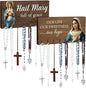 Chunful 2 Pack Rosary Holder Wall Mounted with 16 Hooks Wooden Rosary Hanger Religious Jewelry Hanger Organizer Decorative Jewelry Shelf Catholic Wall Decor for Necklace Bracelet Godparent Gift