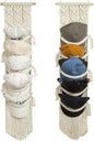jontell Ball Cap Hanger-2 Pack-Boho Macrame Cap Holder Wall Hat Organizer for Baseball Cap Holder Over Door, Hat Rack for Wall, Cap Rack for Decoration and Display,