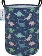 Round Waterproof Laundry Basket,Foldable Storage Basket,Laundry Hampers with Handle,Gift Basket,Suitable for Children's Room and Toy Storage (Blue Dinosaur)