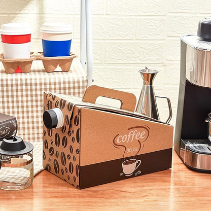 Dandat 50 Pack Disposable Coffee Dispenser Box 96 oz - Thick Hardboard Insulated Coffee to Go Container with Handle & Lids, Hot Cold Bulk Beverage Dispenser for Parties, Catering, Take Out