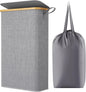 Lifewit 65L Slim Laundry Hamper with Lid, Narrow Laundry Basket with Removable Bag & Bamboo Handles, Fodable Thin Dirty Clothes Hamper for Laundry Collapsible Bin for Bathroom Bedroom Dorm, Gray