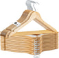 LUX Decor 20 Pack Wooden Non-Slip Coat & Suit Hangers with 360 Swivel Hook, Smooth Finish, Heavy Duty Natural Color Clothes Hangers for Jacket, Shirt, Pants