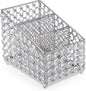 Hipiwe Crystal Makeup Brush Organizer 3 Slots Makeup Palette Organizers Vanity Storage Holder Eyeshadow Palette Display Holder Cosmetic Holder for Dresser Bathroom