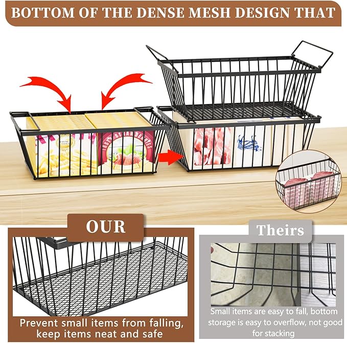 Freezer Organizer Bins ，Enhanced Leak-Proof Bottom，6 Pack Stackable Deep Freezer Organizer Bins for 5 Cu.FT Small Chest Freezer，organization and storage，pantry organizers（for 5 Cu.Ft
