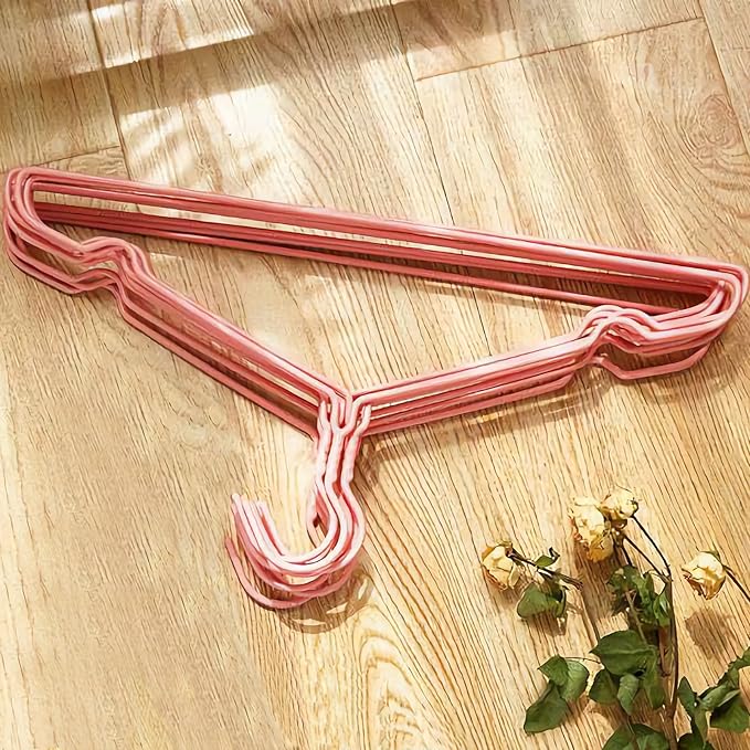 10 Pack Wire Hangers, Heavy Duty Space Saving Non Slip Coat Hangers for Suits, Shirts, Dresses and Trousers - Pink