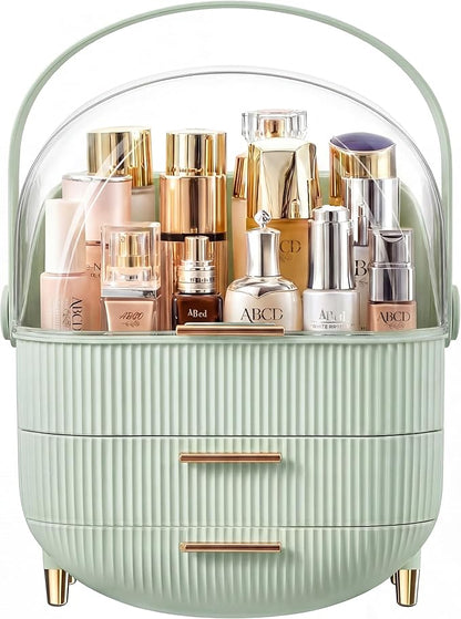 NestOrganix Makeup Organizer Skincare Organizers - Cosmetic Display Cases with Transparent Cover, SkinCare Organizers for Bathroom Countertop, Bedroom Vanity Desk, Lipstick Organizer, Green